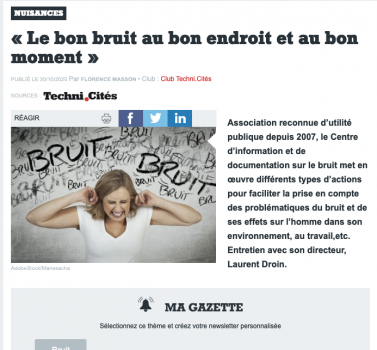 le bon bruit au bon endroit au bon moment article gazette des communes