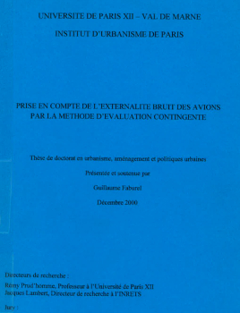 Prise en compte de lexternalité bruit des avions 
