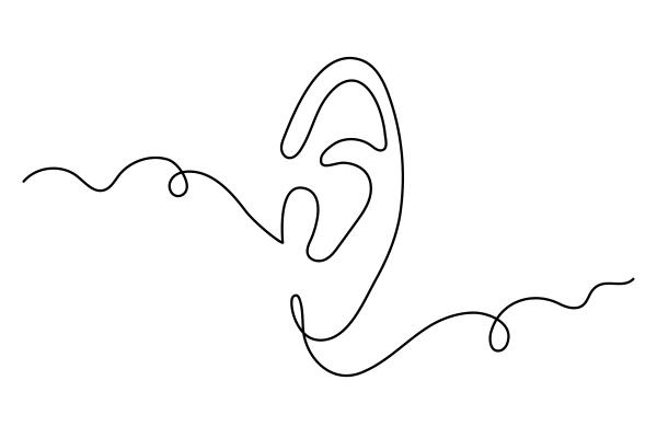 oreille dessinée au crayon