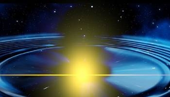lumière-jaune-au_centre-avec-des-cercles-d-eau-de-plus-en-plus-grand-sur-un-fond-de-ciel-etoile