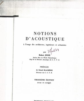 Notions d'acoustique à l'usage des architectes, ingénieurs et urbanistes