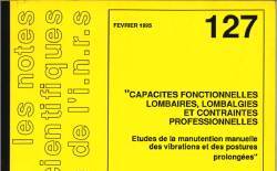 Capacités fonctionnelles lombaires, lombalgies et contraintes professionnelles - études de la manutention manuelle, des vibrations et des postures prolongées