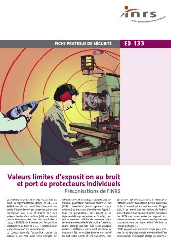Valeurs limites d'exposition au bruit et port de protecteurs individuels. Préconisations de l'INRS