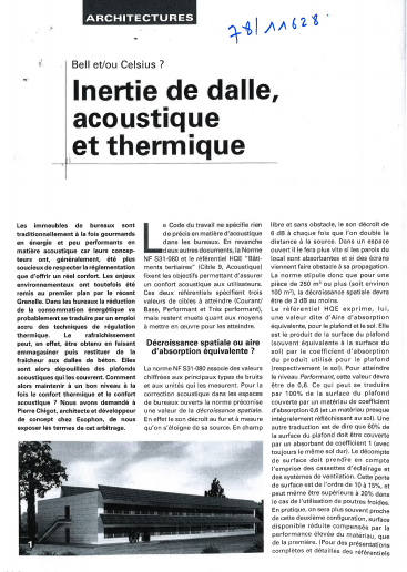 Inertie de dalle, acoustique et thermique.