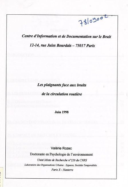 Les plaignants face aux bruits de la circulation routière