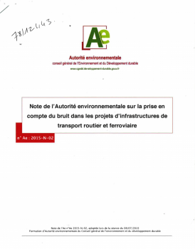 note de lautorite environnementale sur la prise en compte du bruit dans les projets d infrastructures