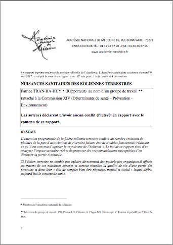 nuisance sanitaire des eolienne