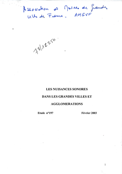 nuisances sonores dans lesgrandes villes et agglo